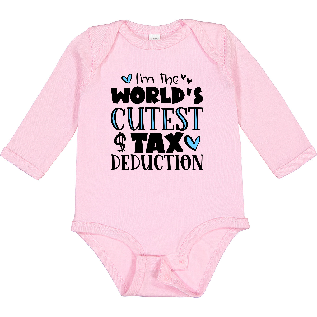 Inktastic I'm The World's Cutest Tax Deduction Blue Hearts Long Sleeve Creeper - Picture 7 of 8