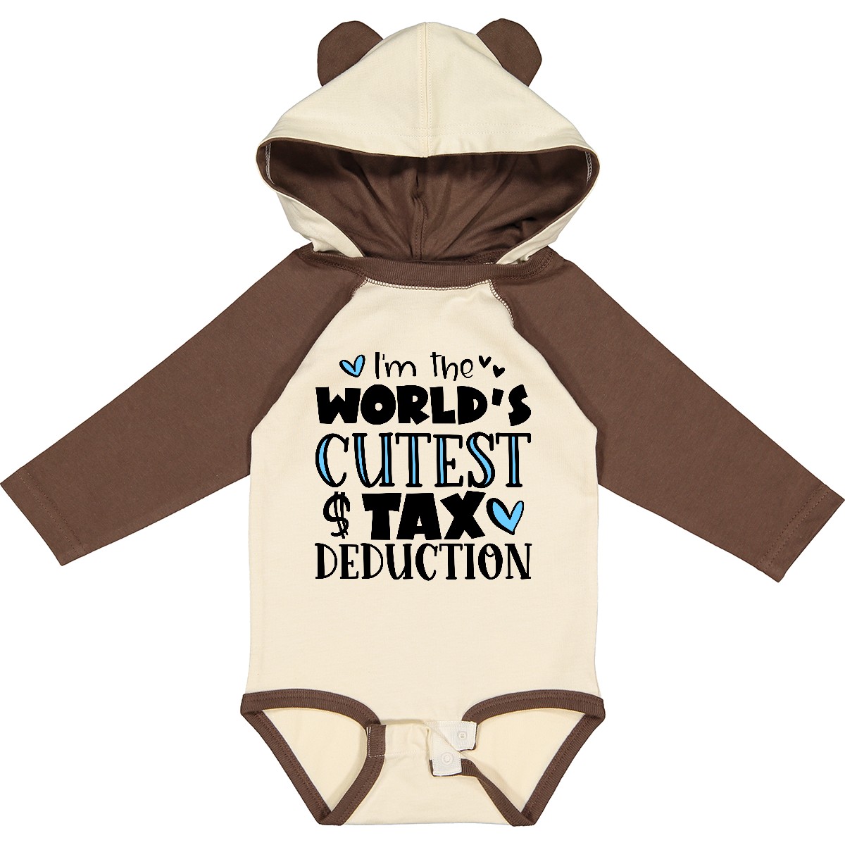 Inktastic I'm The World's Cutest Tax Deduction Blue Hearts Long Sleeve Creeper - Picture 5 of 8