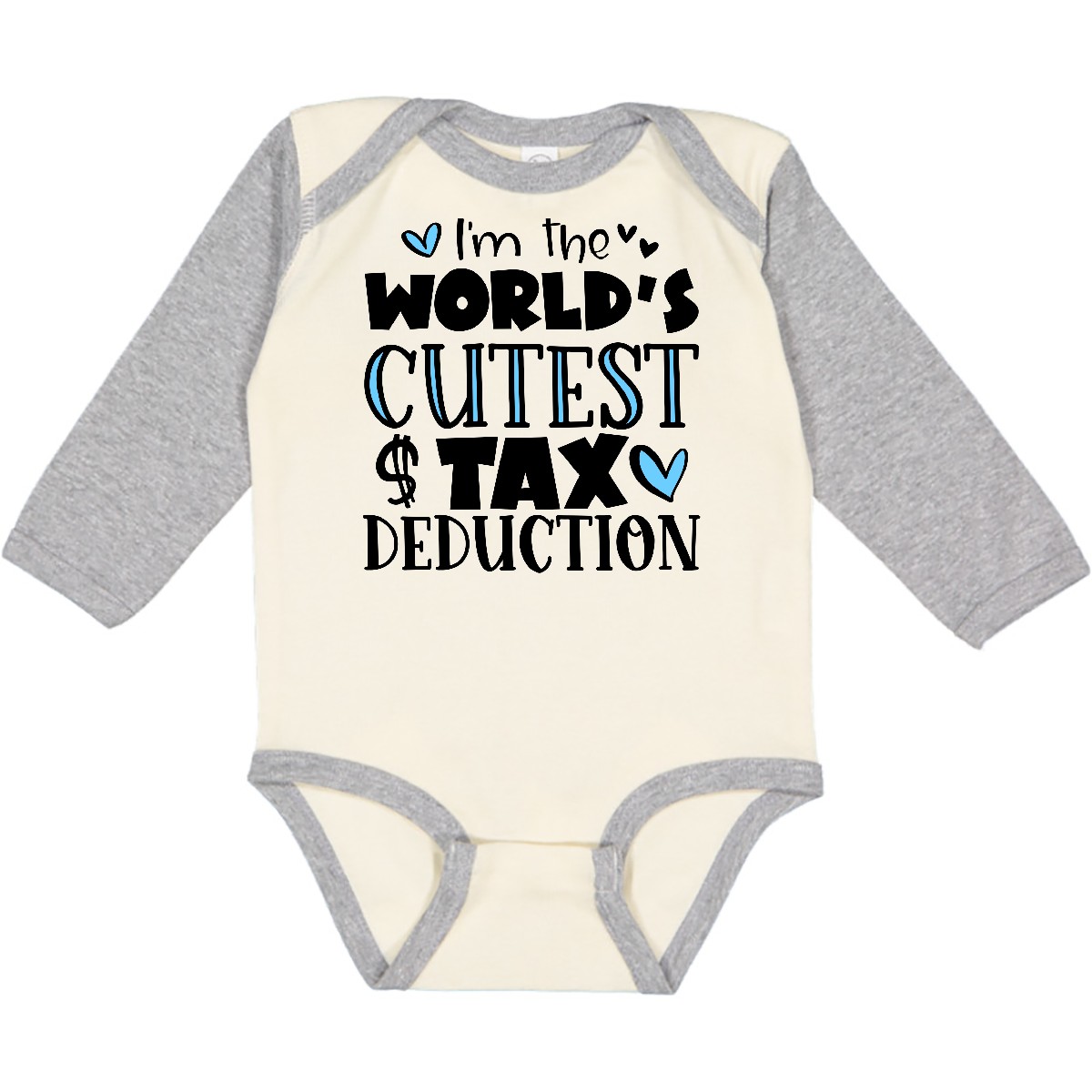 Inktastic I'm The World's Cutest Tax Deduction Blue Hearts Long Sleeve Creeper - Picture 6 of 8