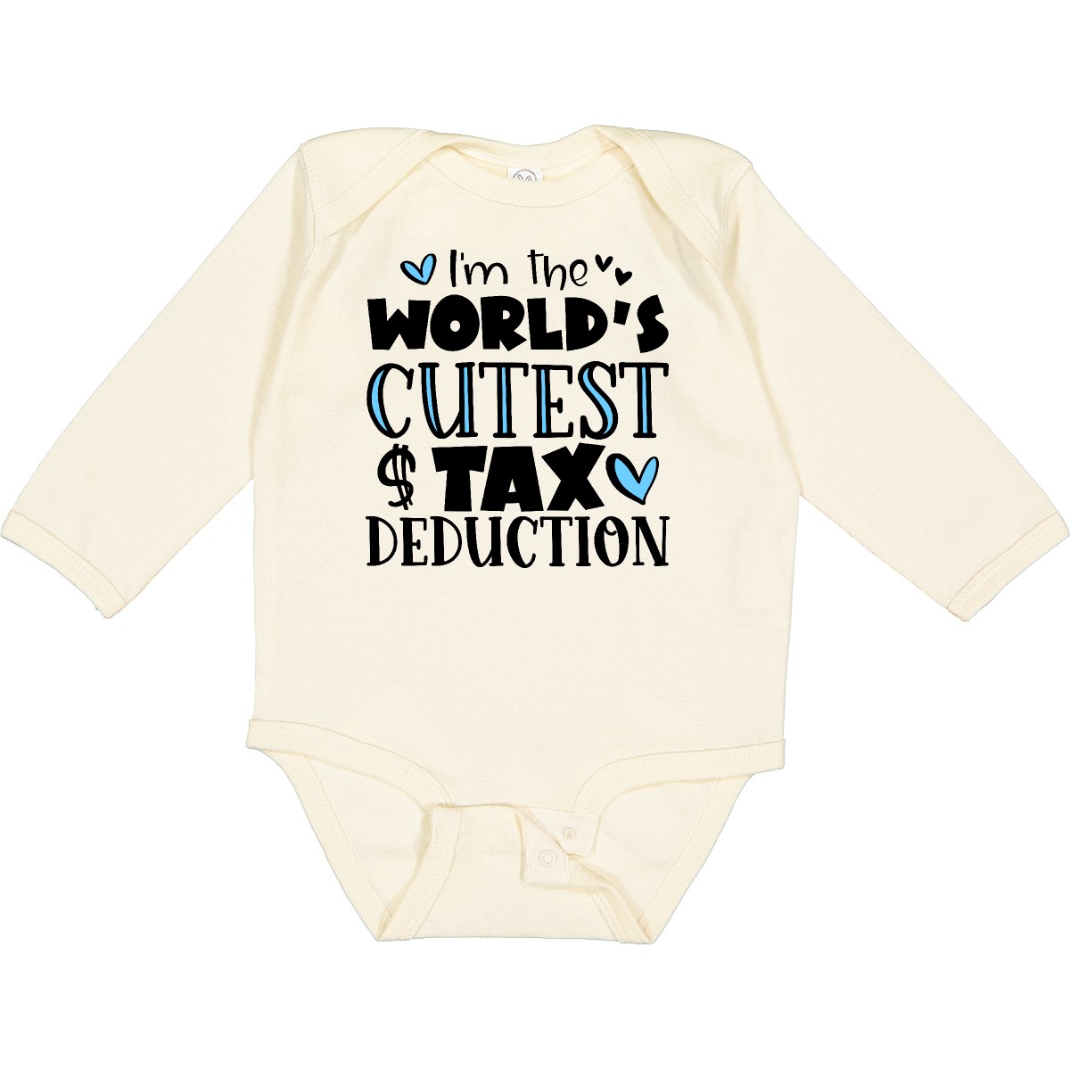 Inktastic I'm The World's Cutest Tax Deduction Blue Hearts Long Sleeve Creeper - Picture 4 of 8