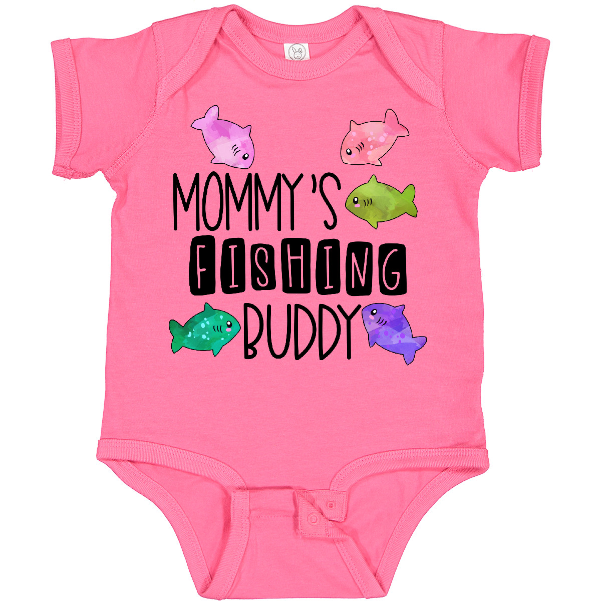 Inktastic Mommy's Fishing Buddy With Colorful Fish Baby Bodysuit Kids Momy Mom - Picture 6 of 10