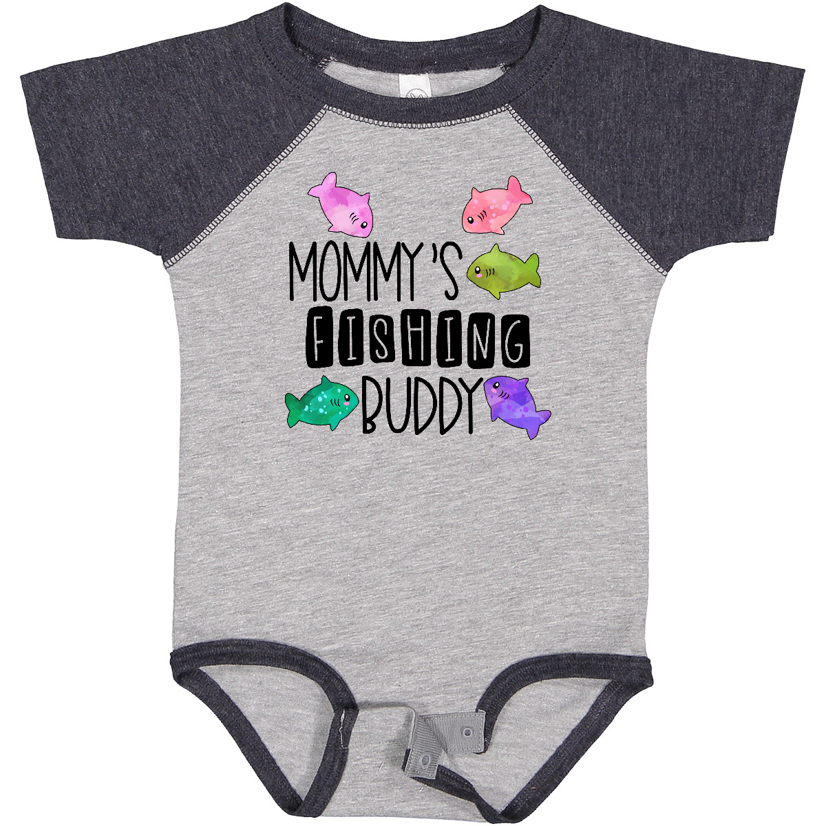 Inktastic Mommy's Fishing Buddy With Colorful Fish Baby Bodysuit Kids Momy Mom - Picture 5 of 10