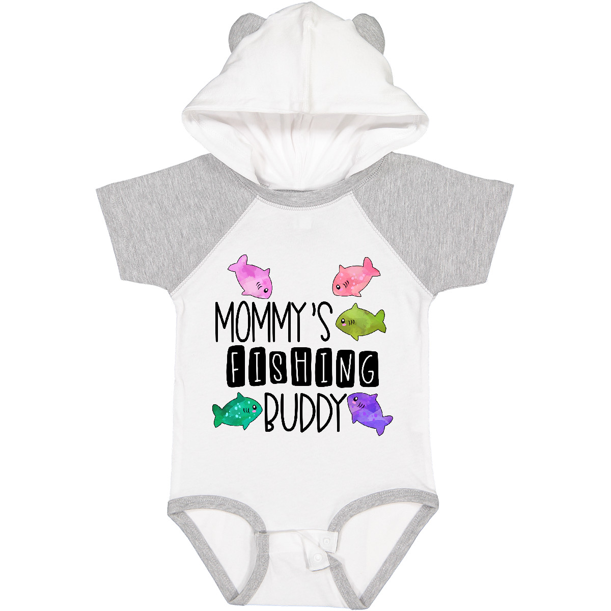 Inktastic Mommy's Fishing Buddy With Colorful Fish Baby Bodysuit Kids Momy Mom - Picture 10 of 10