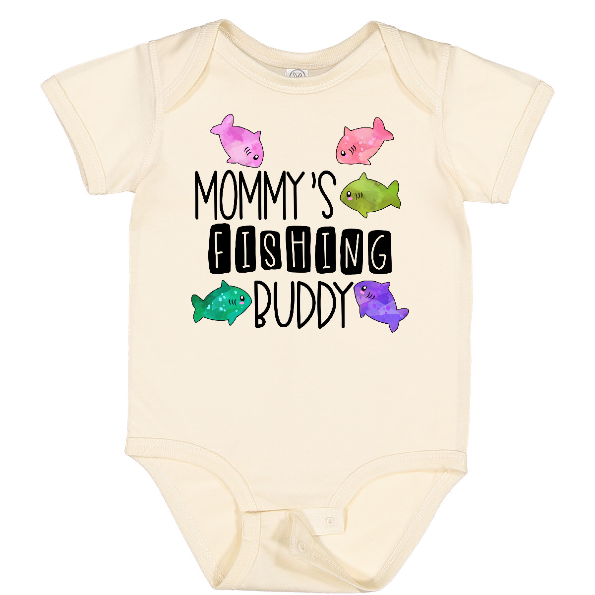 Inktastic Mommy's Fishing Buddy With Colorful Fish Baby Bodysuit Kids Momy Mom - Picture 7 of 10