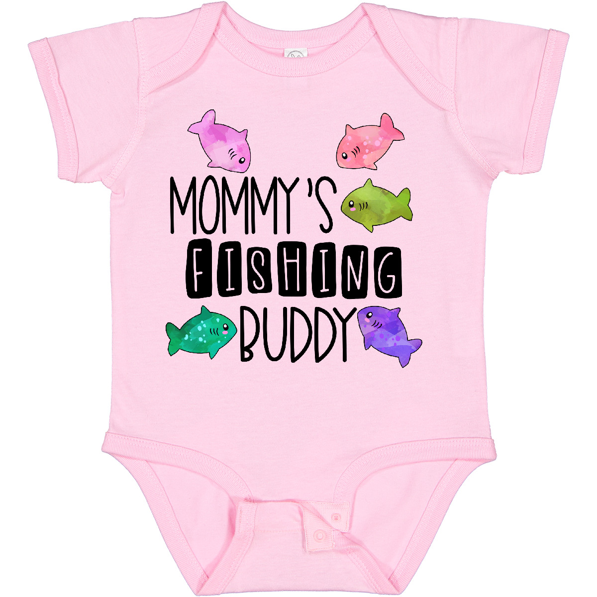 Inktastic Mommy's Fishing Buddy With Colorful Fish Baby Bodysuit Kids Momy Mom - Picture 8 of 10