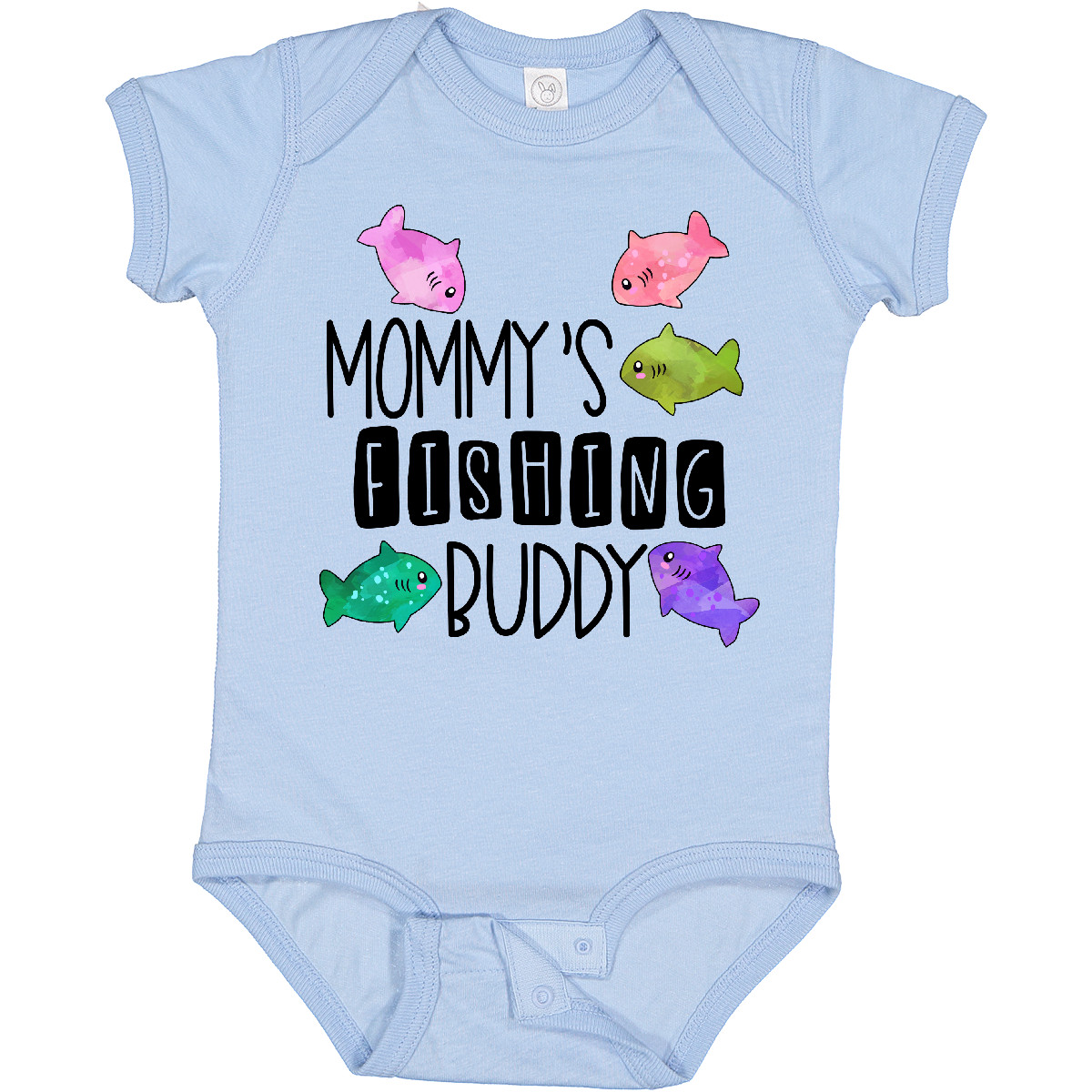 Inktastic Mommy's Fishing Buddy With Colorful Fish Baby Bodysuit Kids Momy Mom - Picture 3 of 10