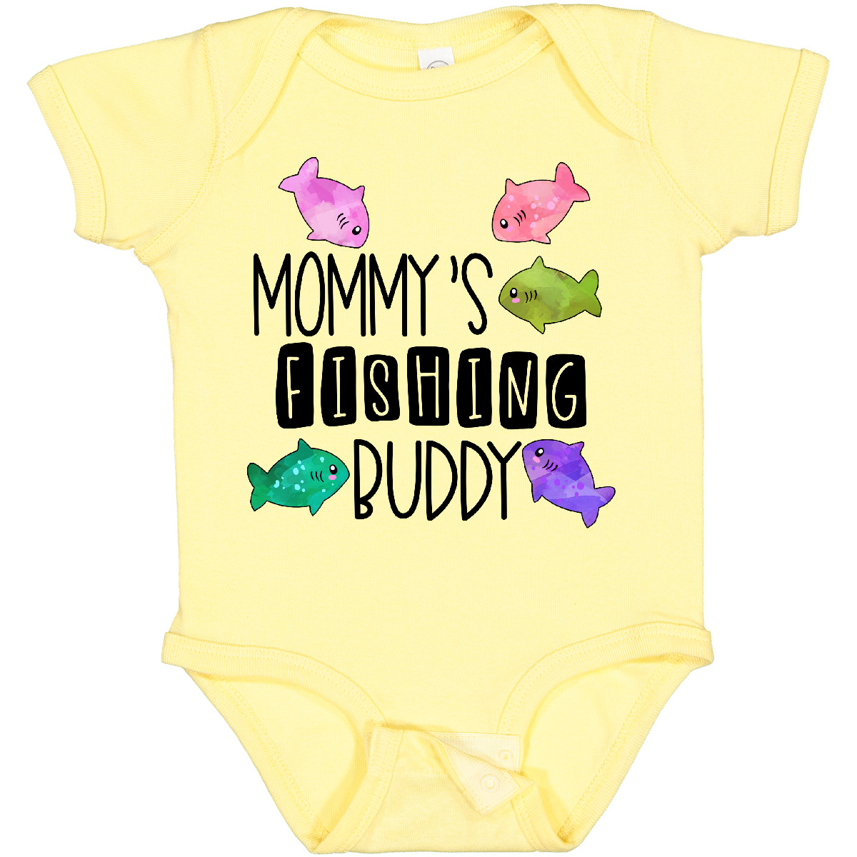Inktastic Mommy's Fishing Buddy With Colorful Fish Baby Bodysuit Kids Momy Mom - Picture 2 of 10