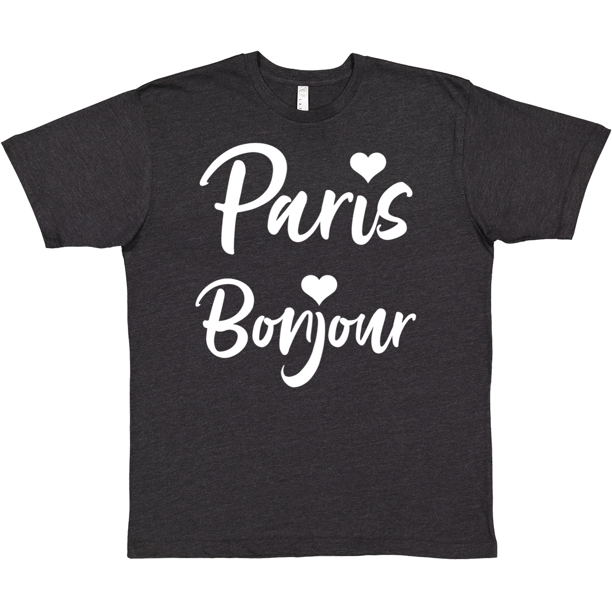 Inktastic Paris Bonjour With Hearts In White Text T-Shirt Trip French Travel Of