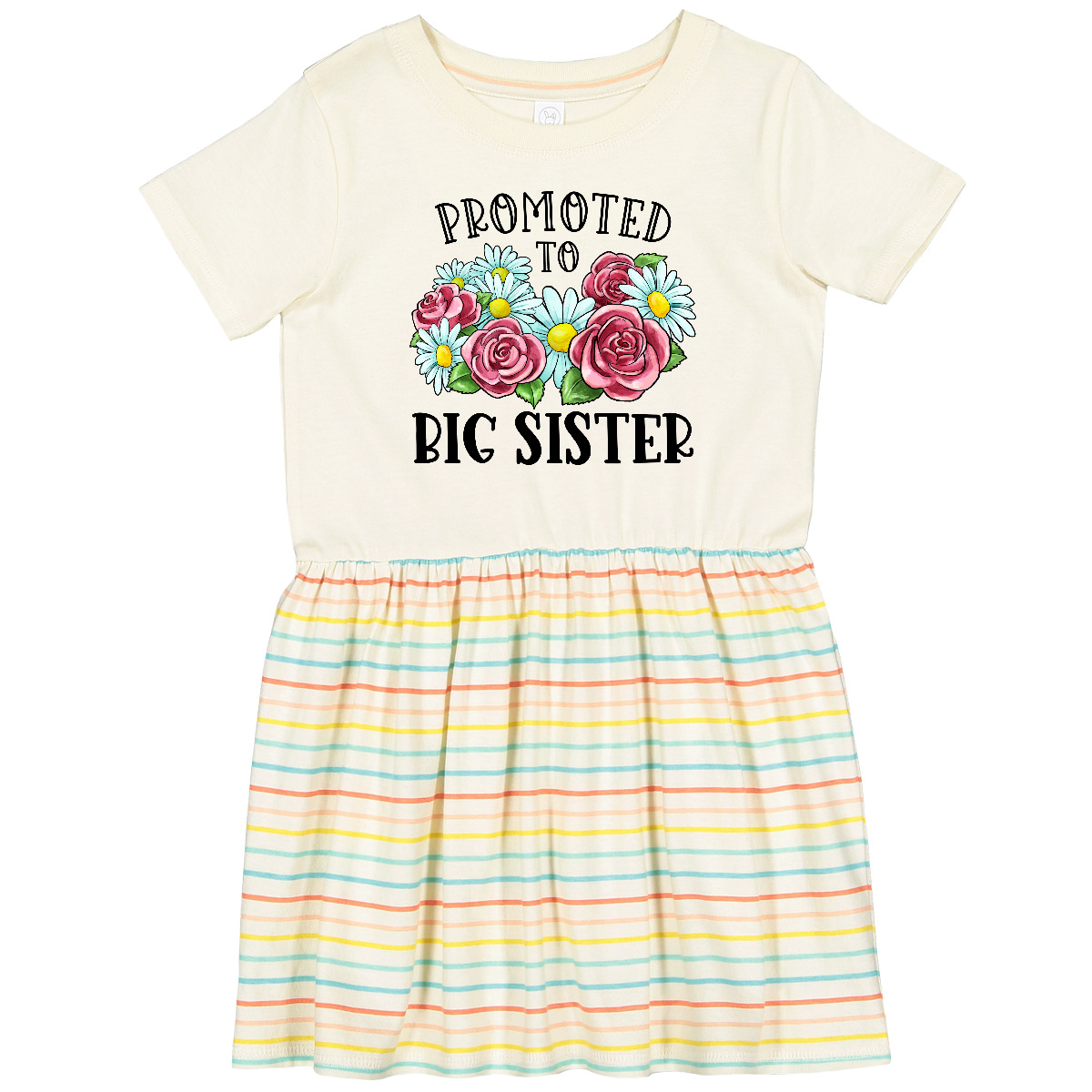 Inktastic Promoted To Big Sister With Flowers Toddler Dress Siblings Sibling Sis - Picture 4 of 7
