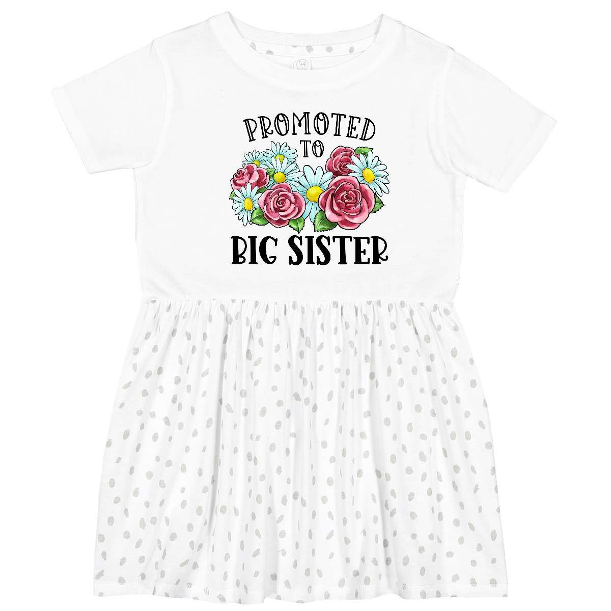 Inktastic Promoted To Big Sister With Flowers Toddler Dress Siblings Sibling Sis - Picture 6 of 7