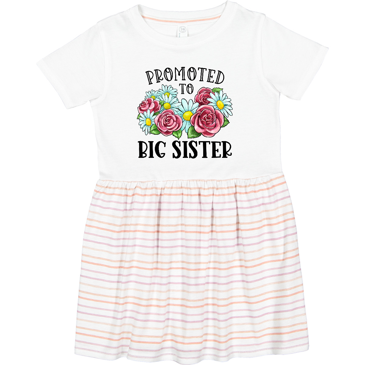 Inktastic Promoted To Big Sister With Flowers Toddler Dress Siblings Sibling Sis - Picture 7 of 7
