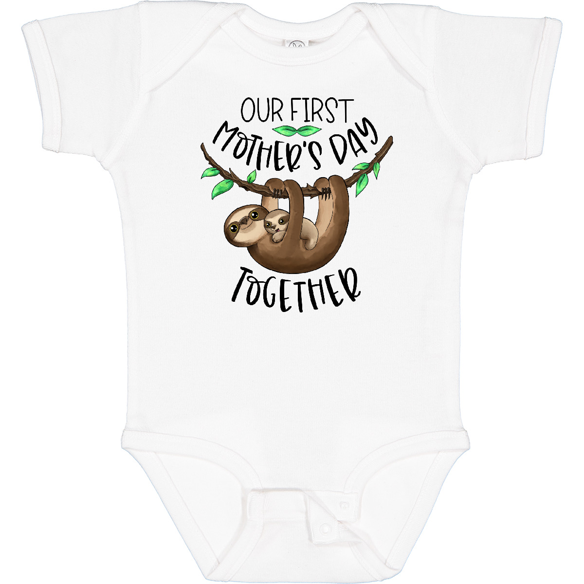 Inktastic Our 1st Mother's Day Together Cute Mom And Baby Sloth Baby Bodysuit - Picture 10 of 10