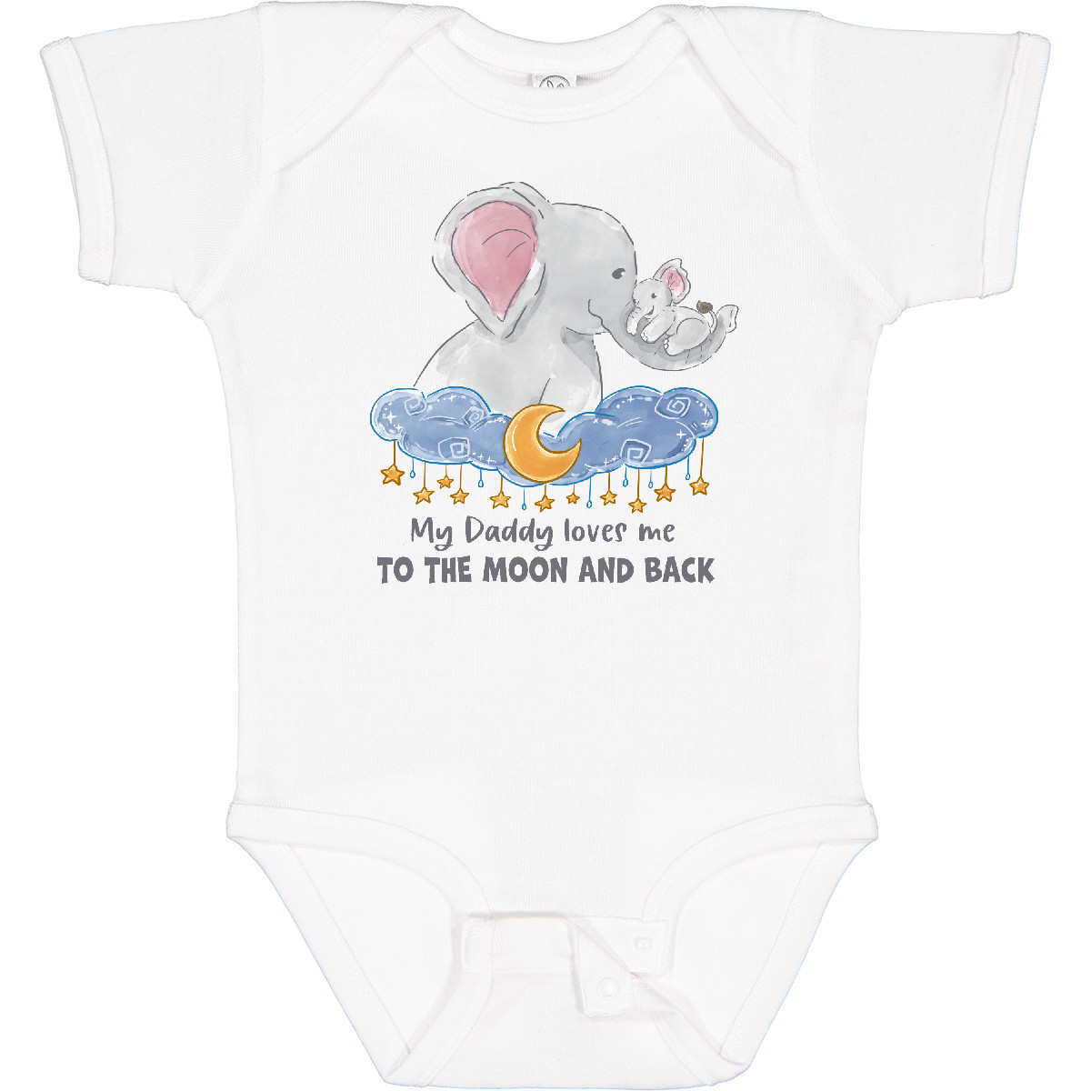 Inktastic My Daddy Loves Me To The Moon And Back Elephant Family Baby Bodysuit - Picture 4 of 5