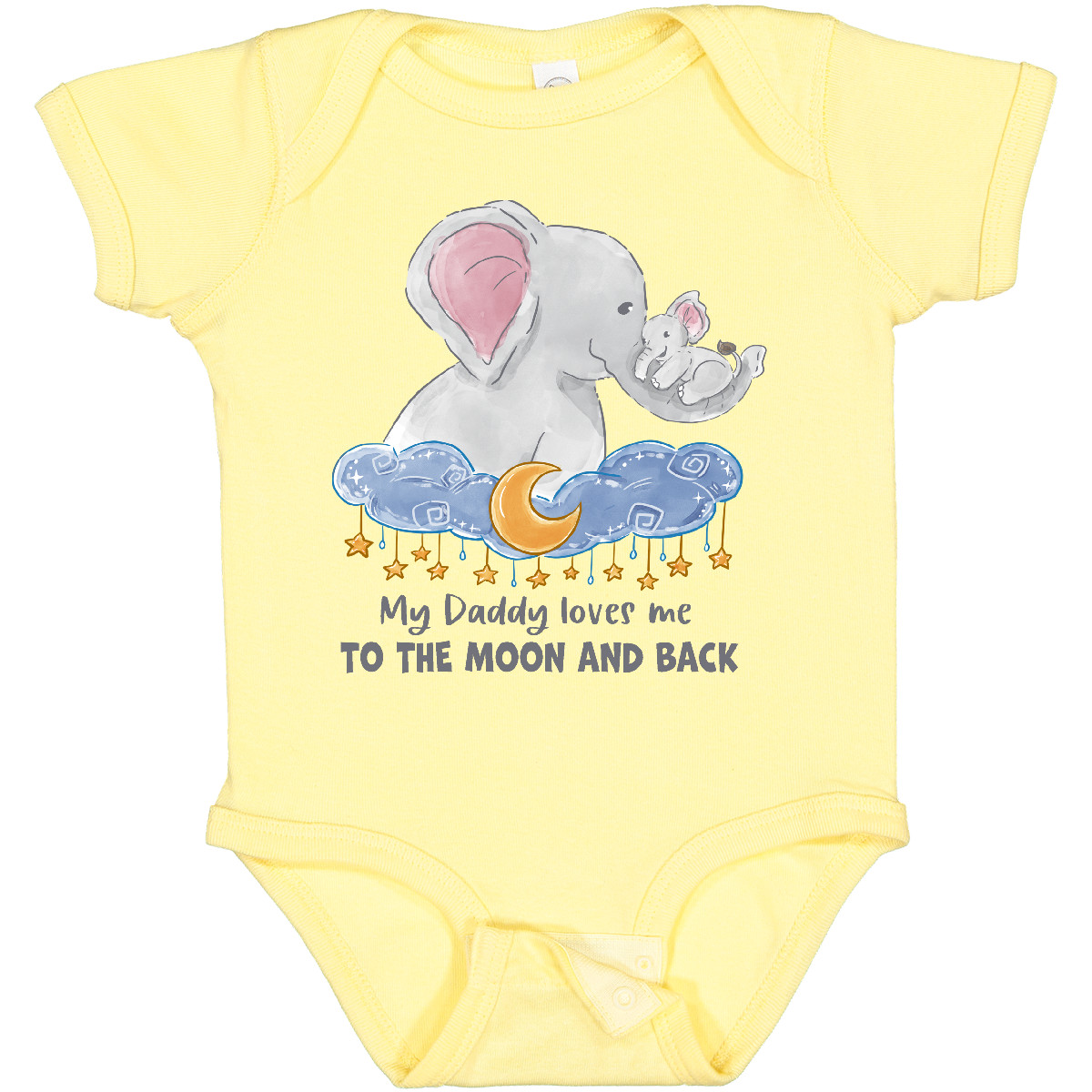 Inktastic My Daddy Loves Me To The Moon And Back Elephant Family Baby Bodysuit - Picture 2 of 5