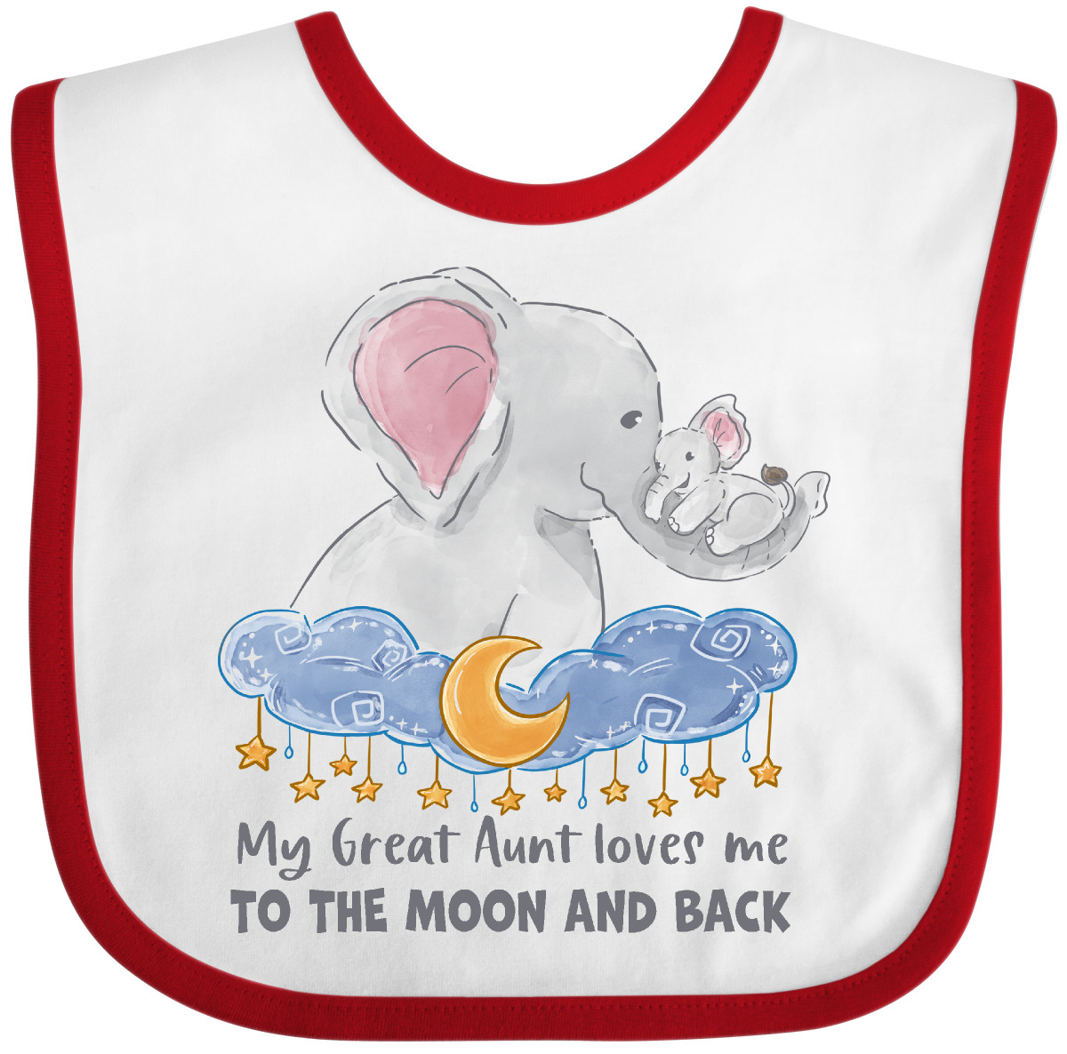Inktastic Meine Großtante liebt mich bis zum Mond und zurück Baby Lätzchen Tiere Elefant - Bild 17 von 18