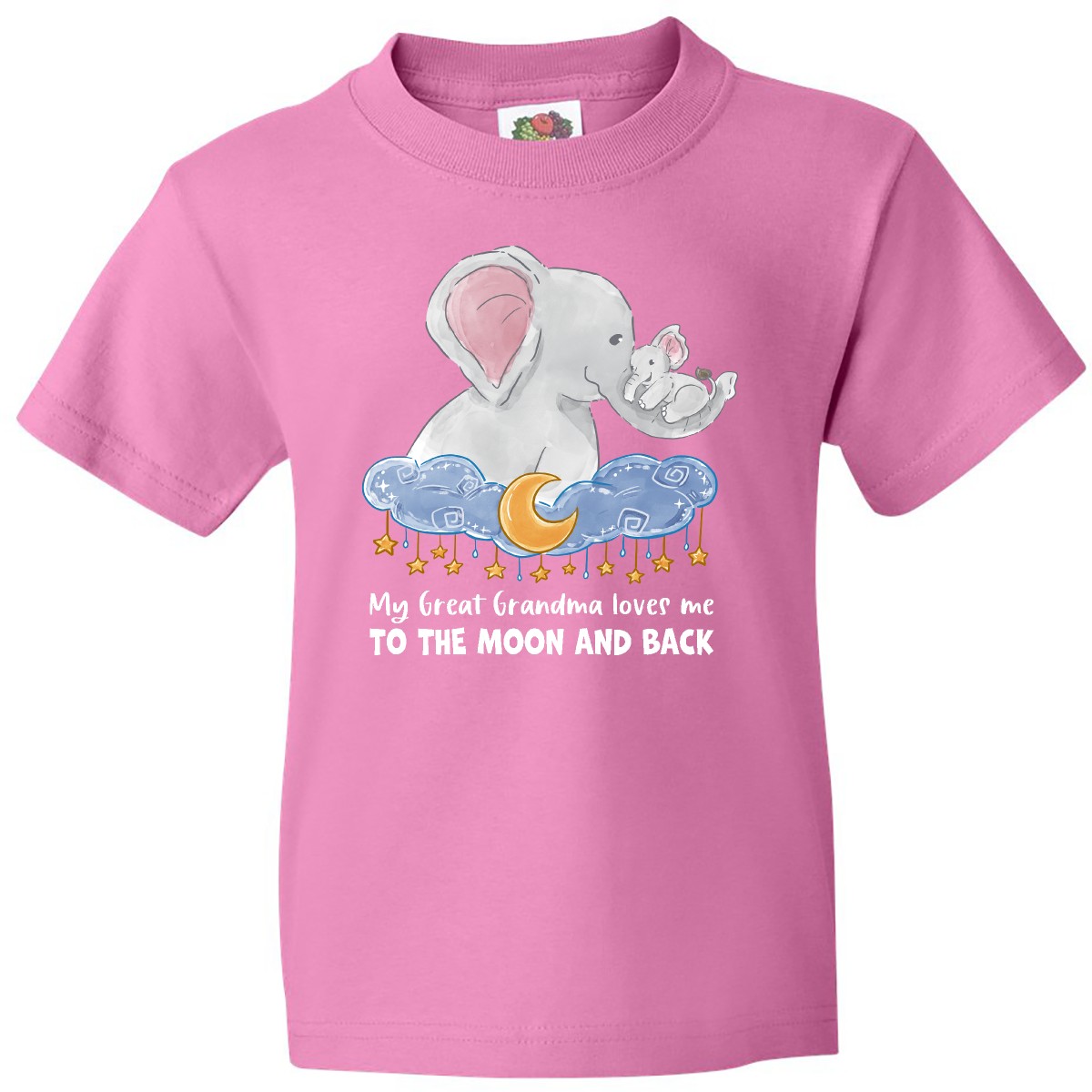 Inktastic My Great Grandma Loves Me To The Moon And Back Elephant Youth T-Shirt - Picture 2 of 9