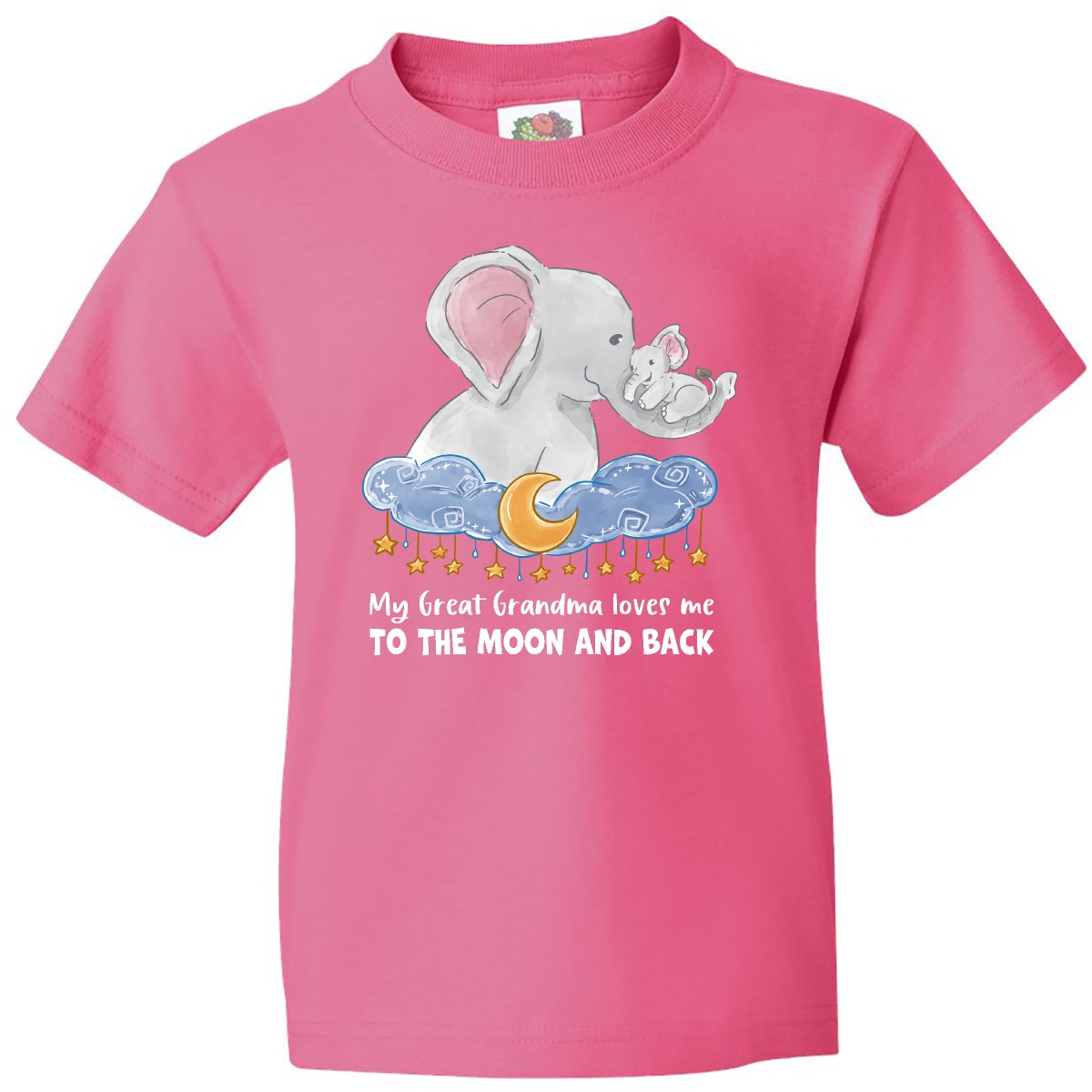 Inktastic My Great Grandma Loves Me To The Moon And Back Elephant Youth T-Shirt - Picture 5 of 9