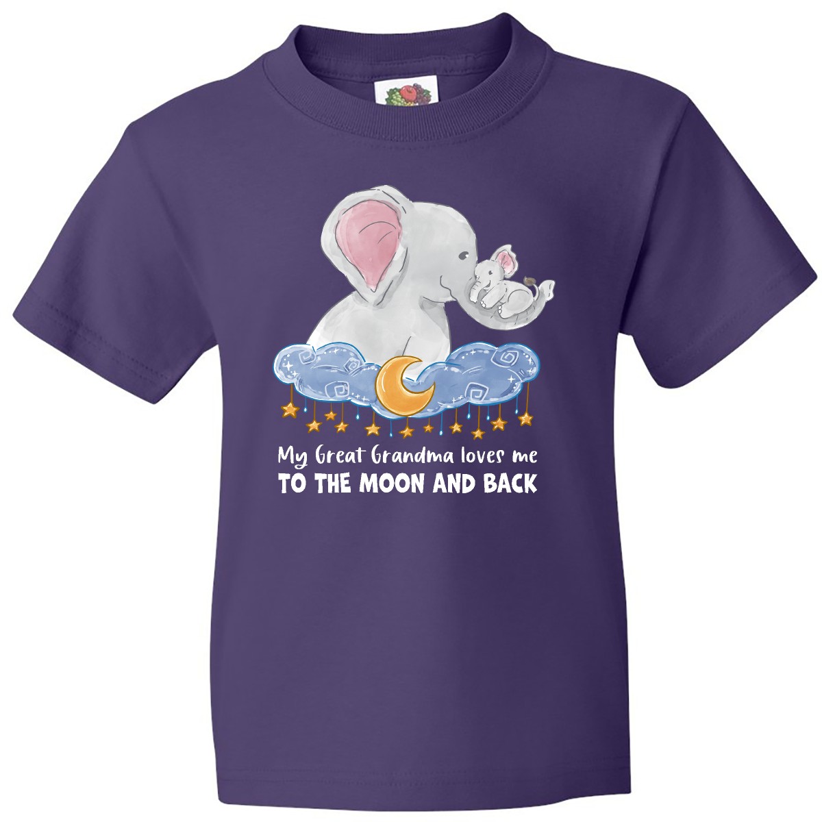 Inktastic My Great Grandma Loves Me To The Moon And Back Elephant Youth T-Shirt - Picture 6 of 9