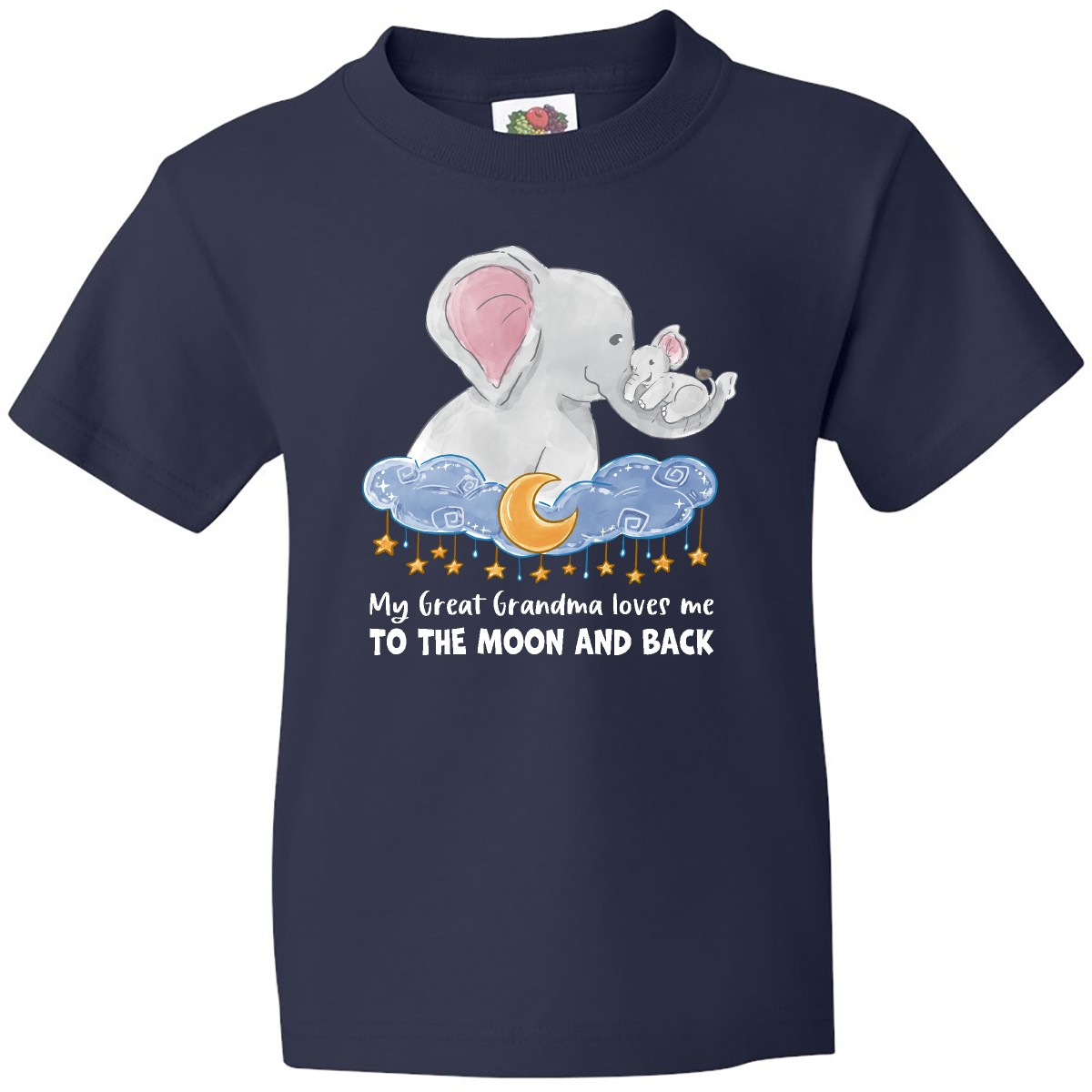 Inktastic My Great Grandma Loves Me To The Moon And Back Elephant Youth T-Shirt - Picture 4 of 9