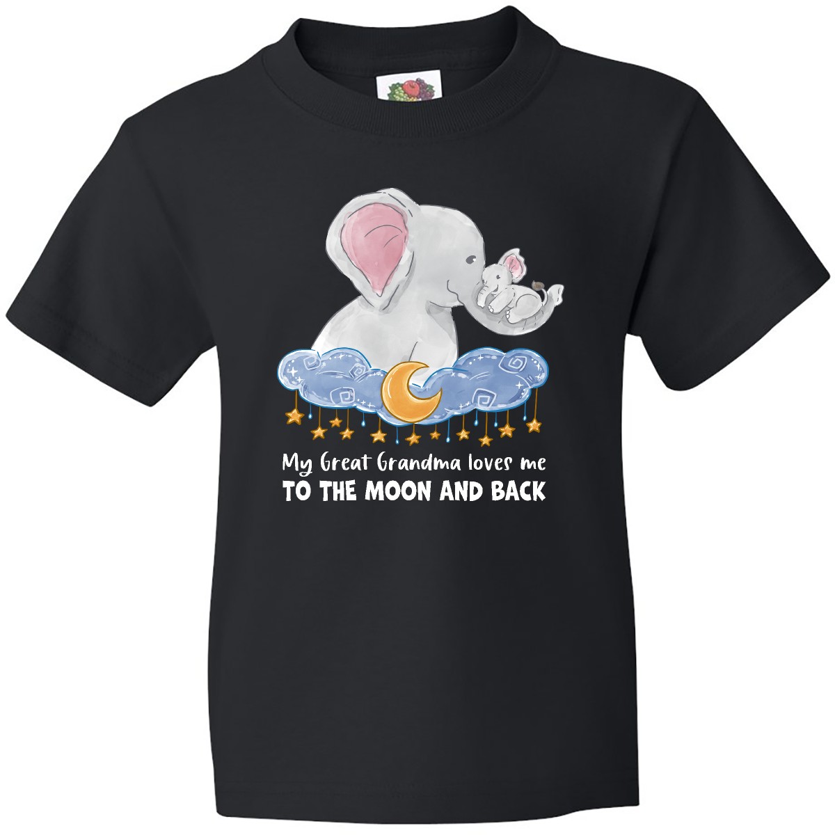 Inktastic My Great Grandma Loves Me To The Moon And Back Elephant Youth T-Shirt - Picture 3 of 9