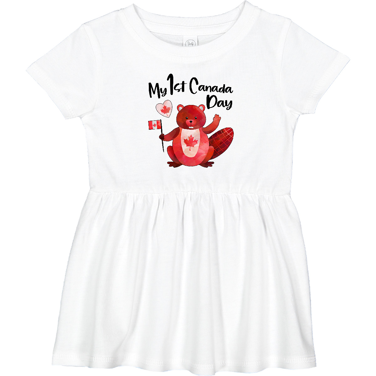 Inktastic My 1st Canada Day With Red And White Maple Leaves Infant Dress Child