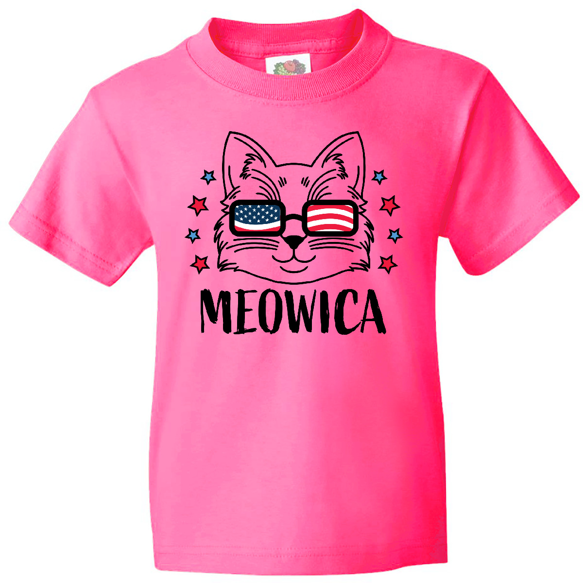 Inktastic 4th Of July Meowica Cat In Flag Sunglasses Youth T-Shirt Fourth Day - Picture 3 of 8