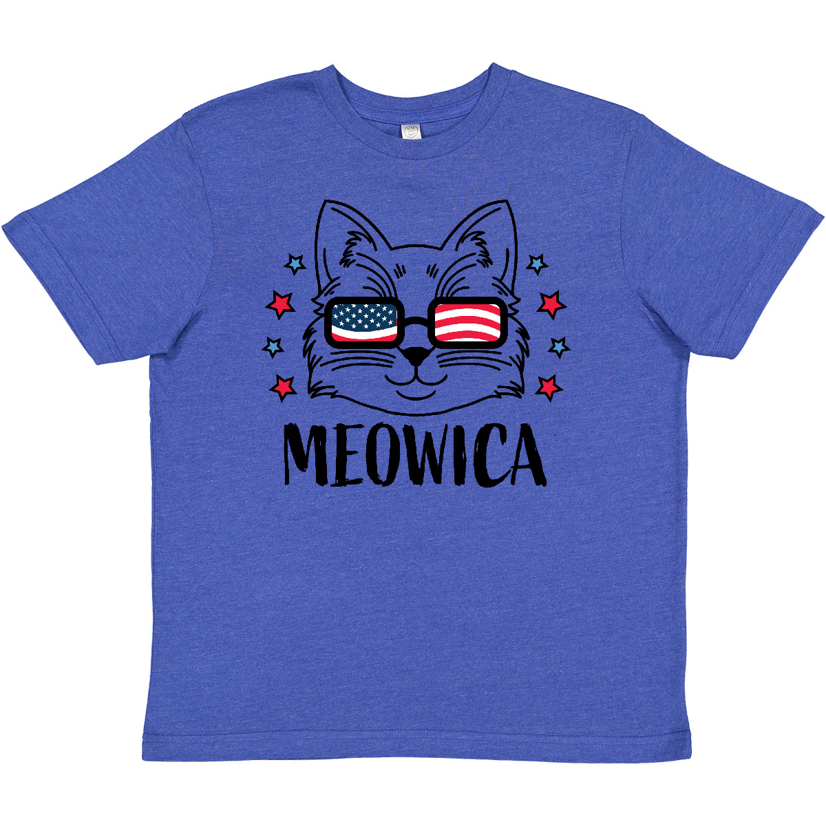 Inktastic 4th Of July Meowica Cat In Flag Sunglasses Youth T-Shirt Fourth Day - Picture 7 of 8