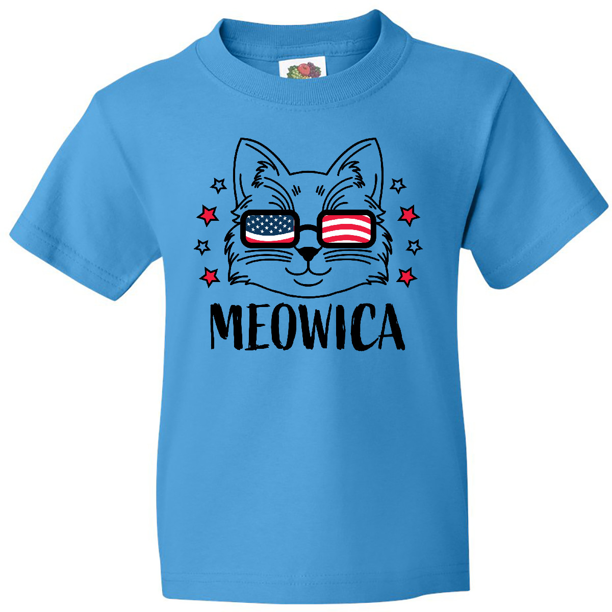Inktastic 4th Of July Meowica Cat In Flag Sunglasses Youth T-Shirt Fourth Day - Picture 4 of 8