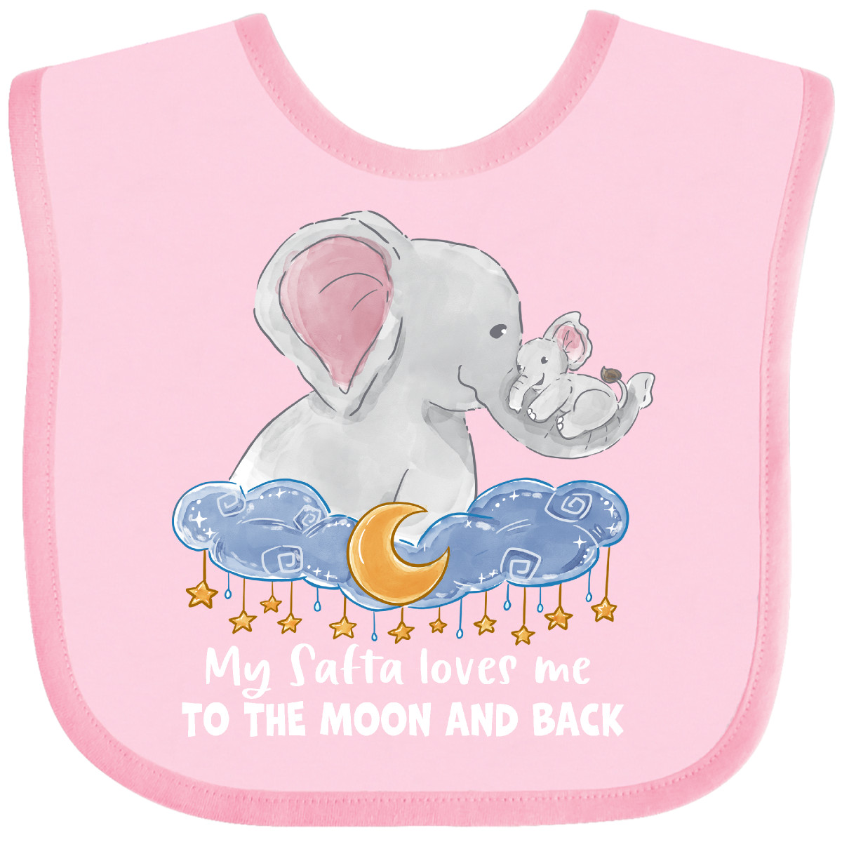 Inktastic My Safta Loves Me To The Moon And Back Elephant Family Baby Bib Lover