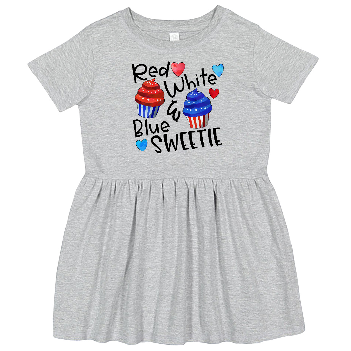 Inktastic 4th Of July Red, White And Blue Sweetie Cupcakes And Toddler Dress Day