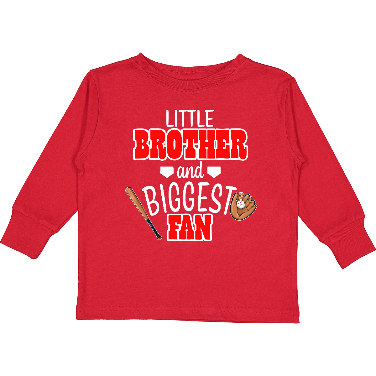 Inktastic Little Brother And Biggest Fan- Baseball Toddler Long Sleeve T-Shirt - Picture 3 of 3