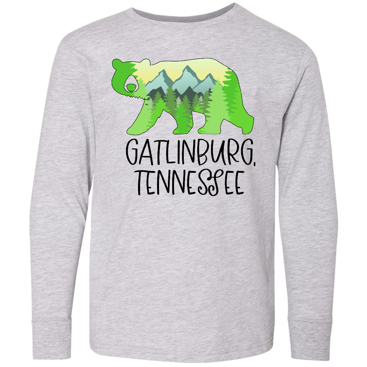 Inktastic Gatlinburg, Tennessee- Mountains And Bear Youth Long Sleeve T-Shirt - Picture 2 of 3