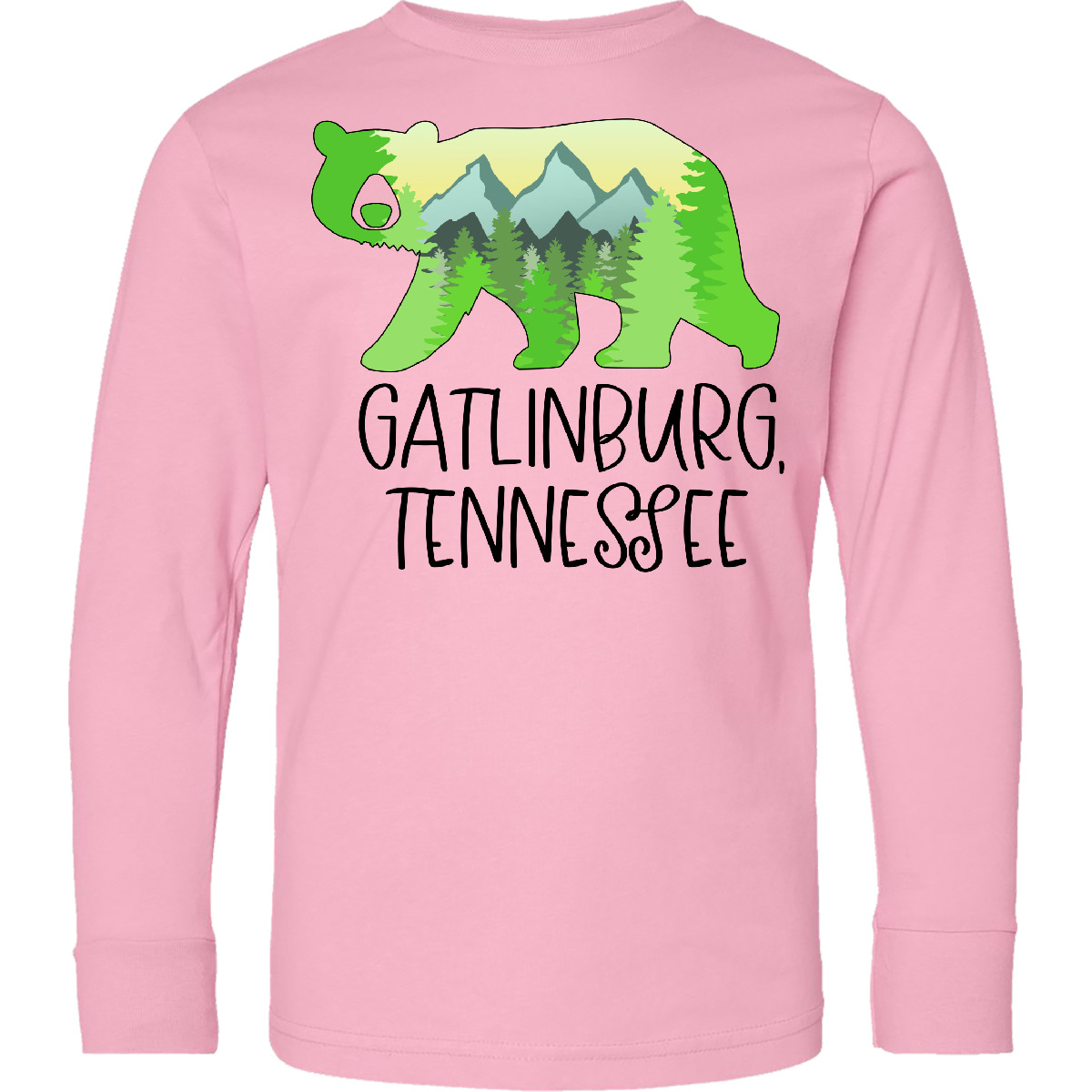 Inktastic Gatlinburg, Tennessee- Mountains And Bear Youth Long Sleeve T-Shirt - Picture 3 of 3