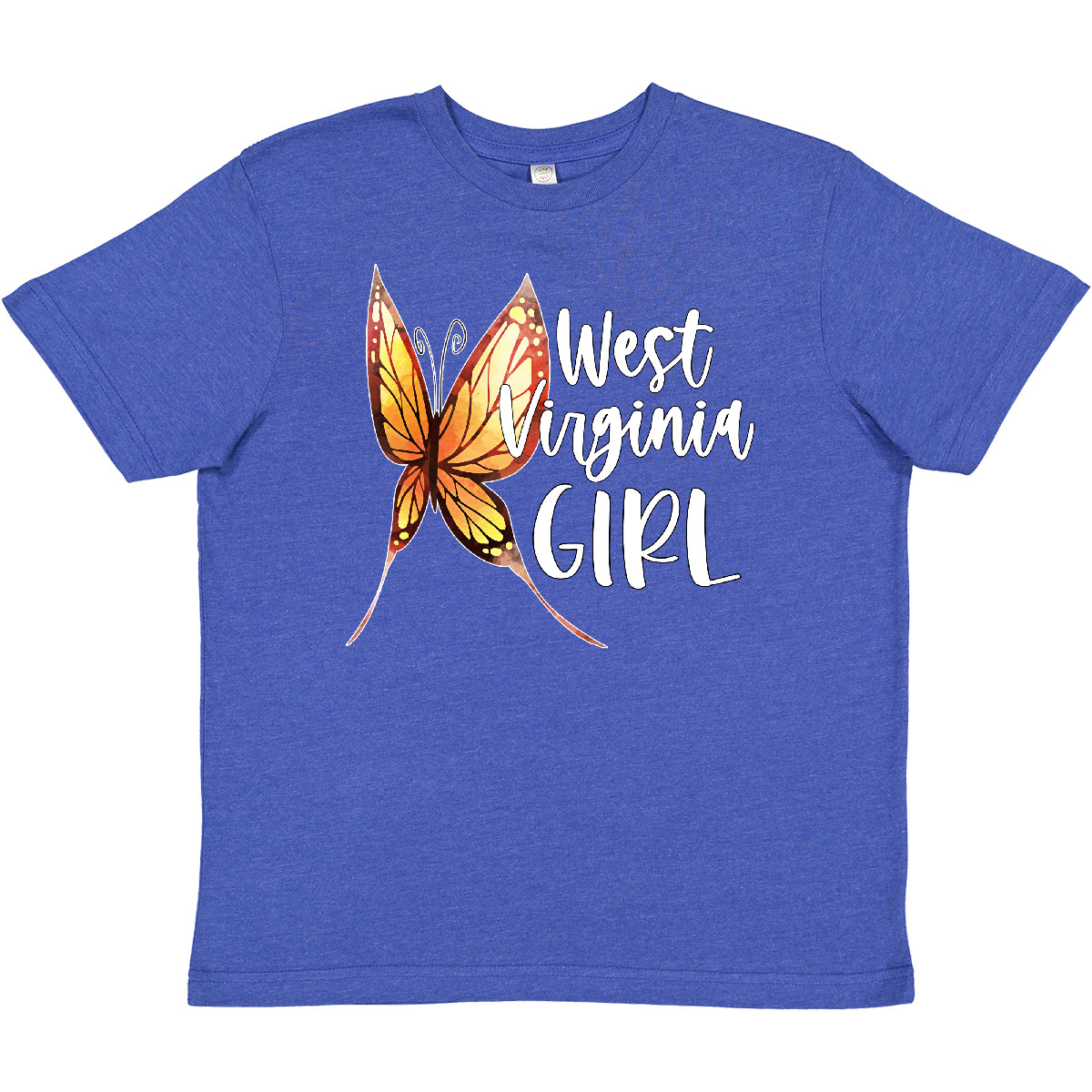 Inktastic West Virginia Girl- Butterfly Youth T-Shirt State Home Charleston City - Picture 7 of 7