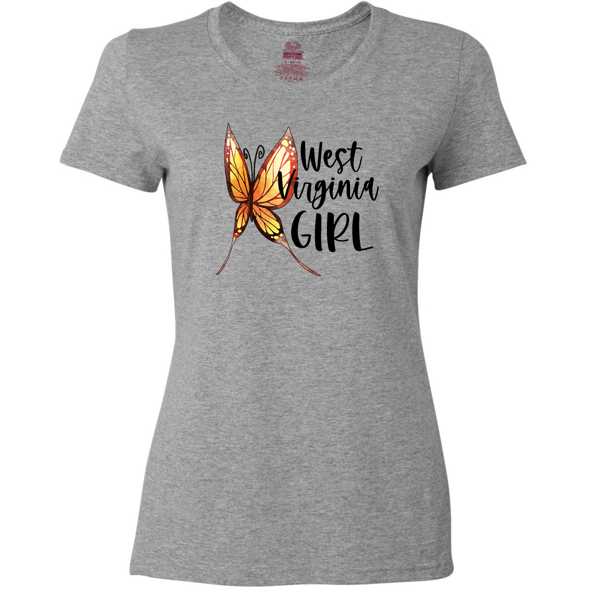 Inktastic West Virginia Girl- Butterfly Women's T-Shirt State Home