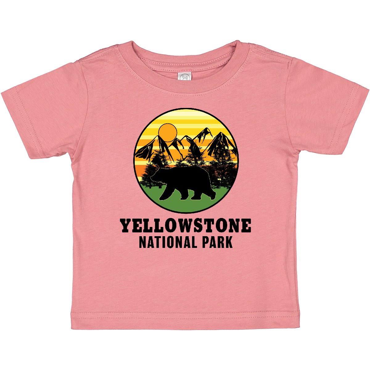 Inktastic Yellowstone National Park With Bear Mountains And Trees Baby T-Shirt - Picture 4 of 9
