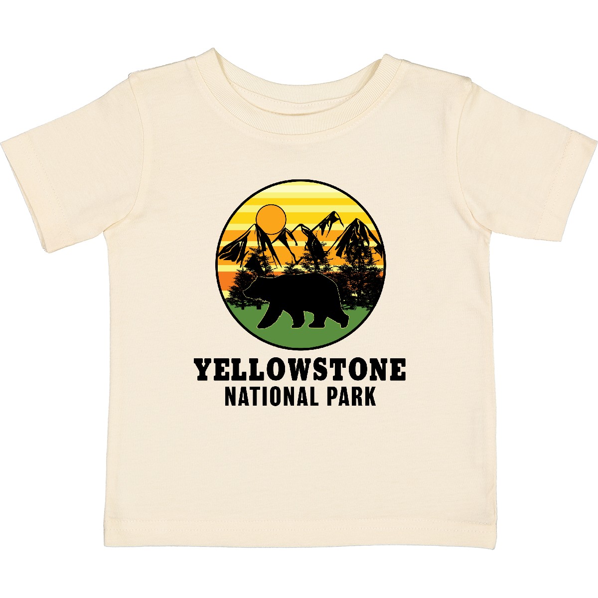 Inktastic Yellowstone National Park With Bear Mountains And Trees Baby T-Shirt - Picture 5 of 9