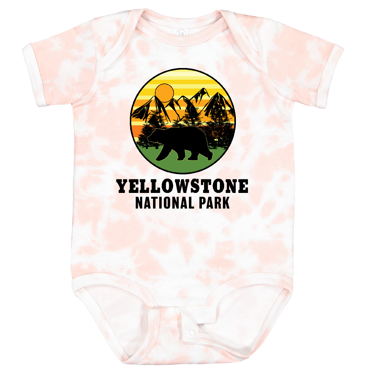 Inktastic Yellowstone National Park With Bear Mountains And Trees Baby Bodysuit - Picture 8 of 8