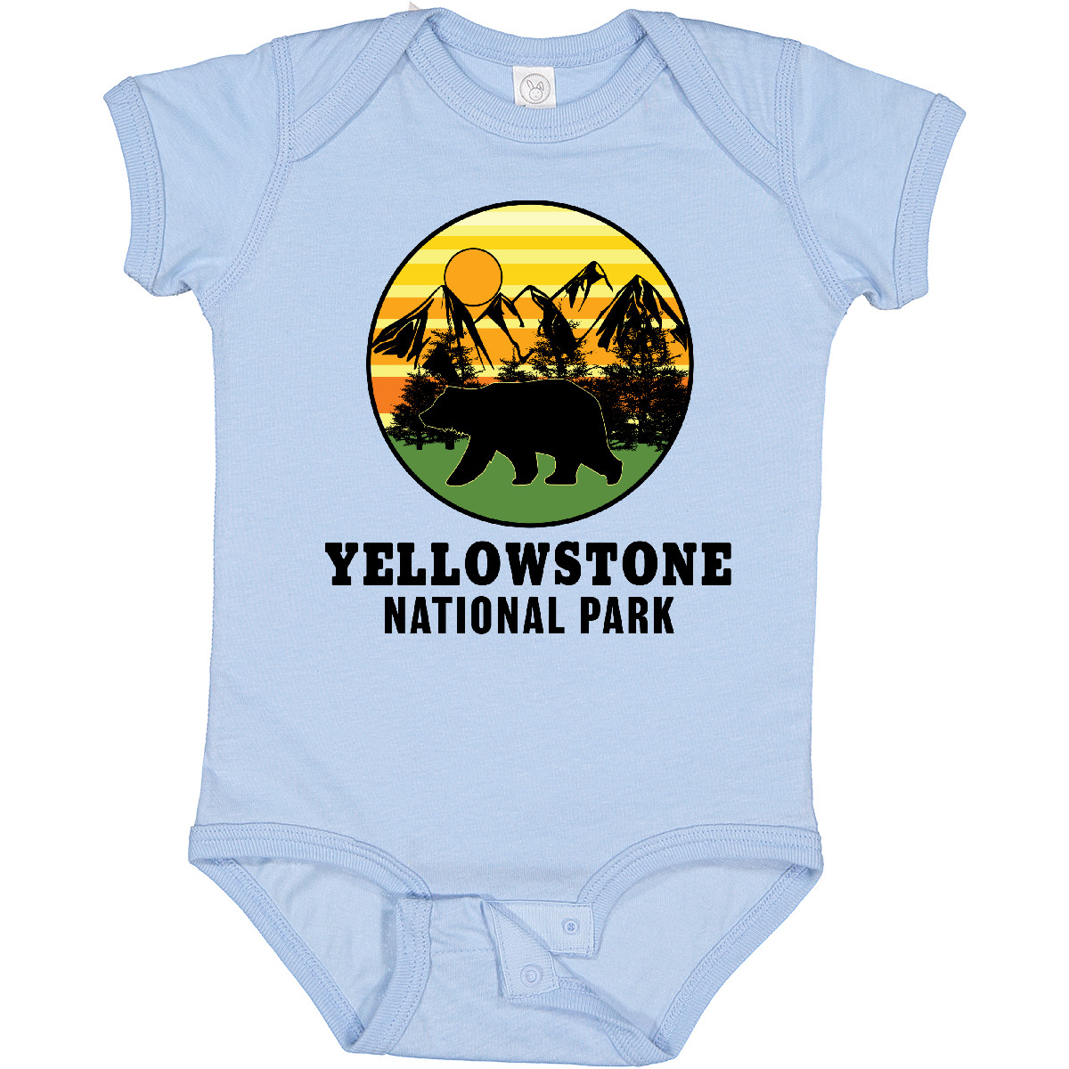 Inktastic Yellowstone National Park With Bear Mountains And Trees Baby Bodysuit - Picture 3 of 8