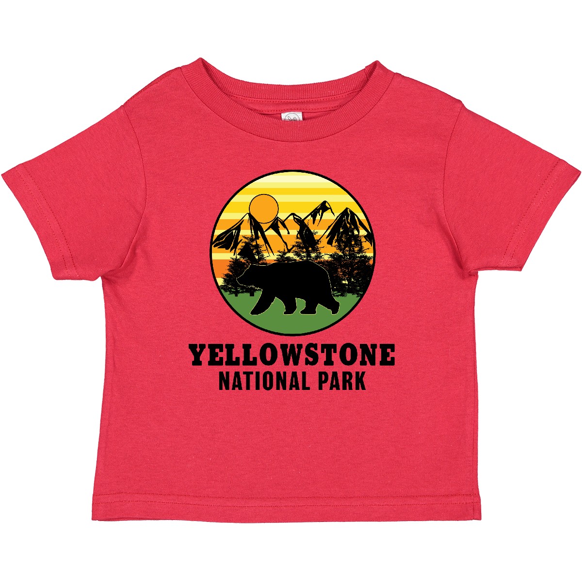 Inktastic Yellowstone National Park With Bear Mountains And Trees Baby T-Shirt - Picture 7 of 9