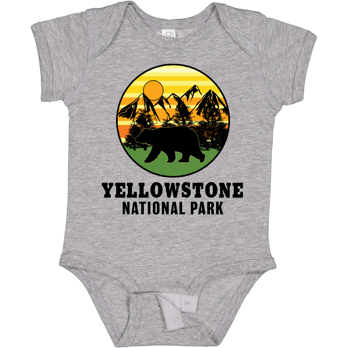 Inktastic Yellowstone National Park With Bear Mountains And Trees Baby Bodysuit - Picture 4 of 8
