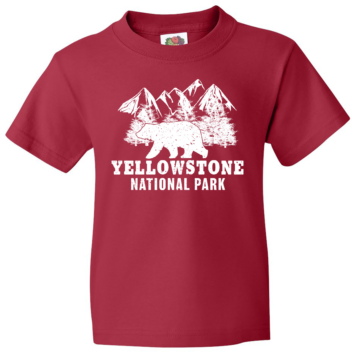 Inktastic Yellowstone National Park With Bear Mountains And Trees Youth T-Shirt - Picture 7 of 10