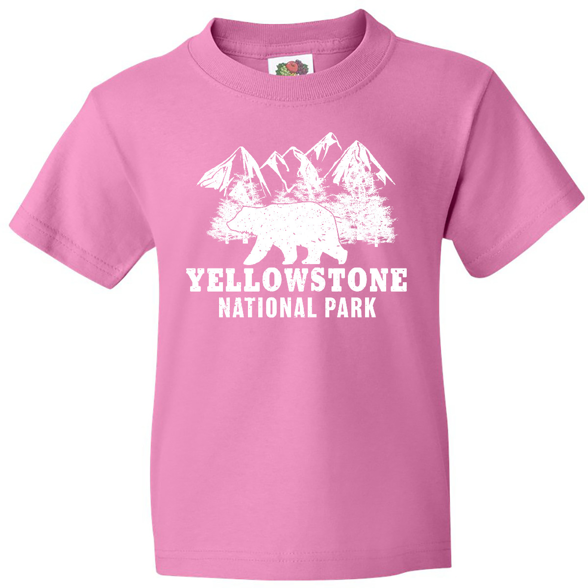 Inktastic Yellowstone National Park With Bear Mountains And Trees Youth T-Shirt - Picture 2 of 10