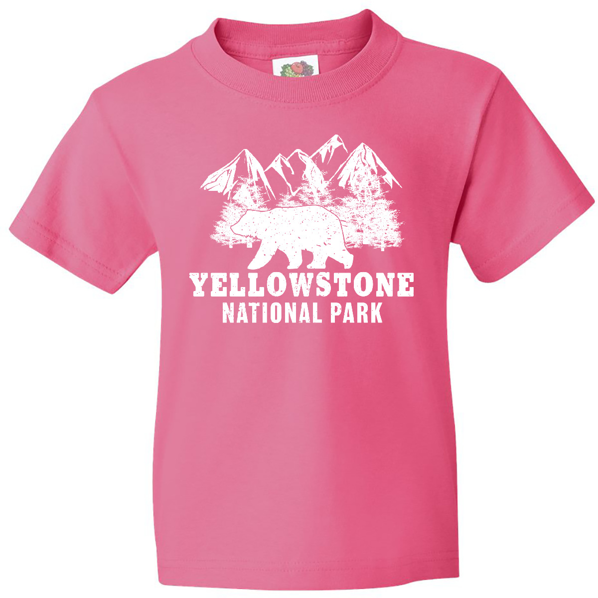 Inktastic Yellowstone National Park With Bear Mountains And Trees Youth T-Shirt - Picture 5 of 10