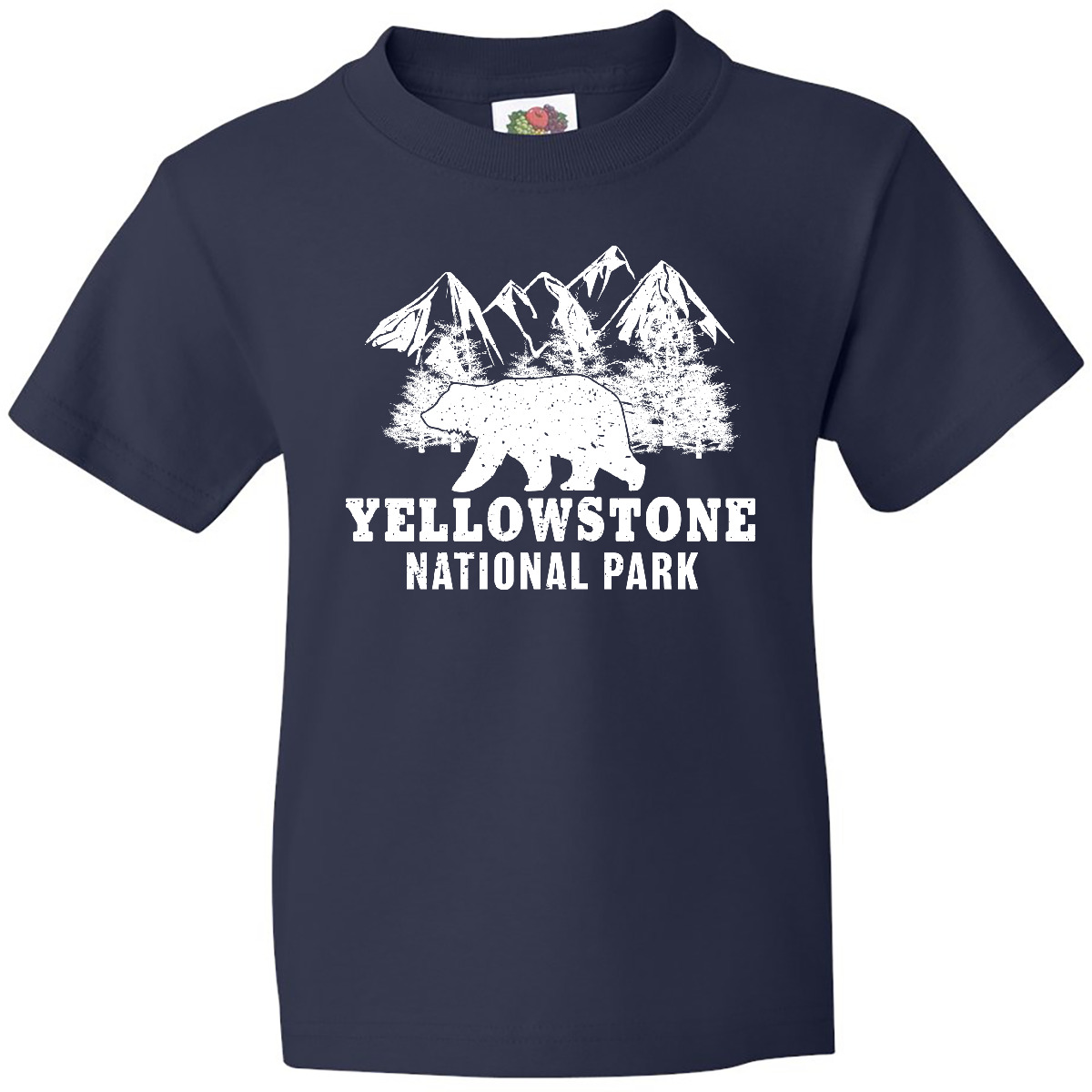 Inktastic Yellowstone National Park With Bear Mountains And Trees Youth T-Shirt - Picture 4 of 10
