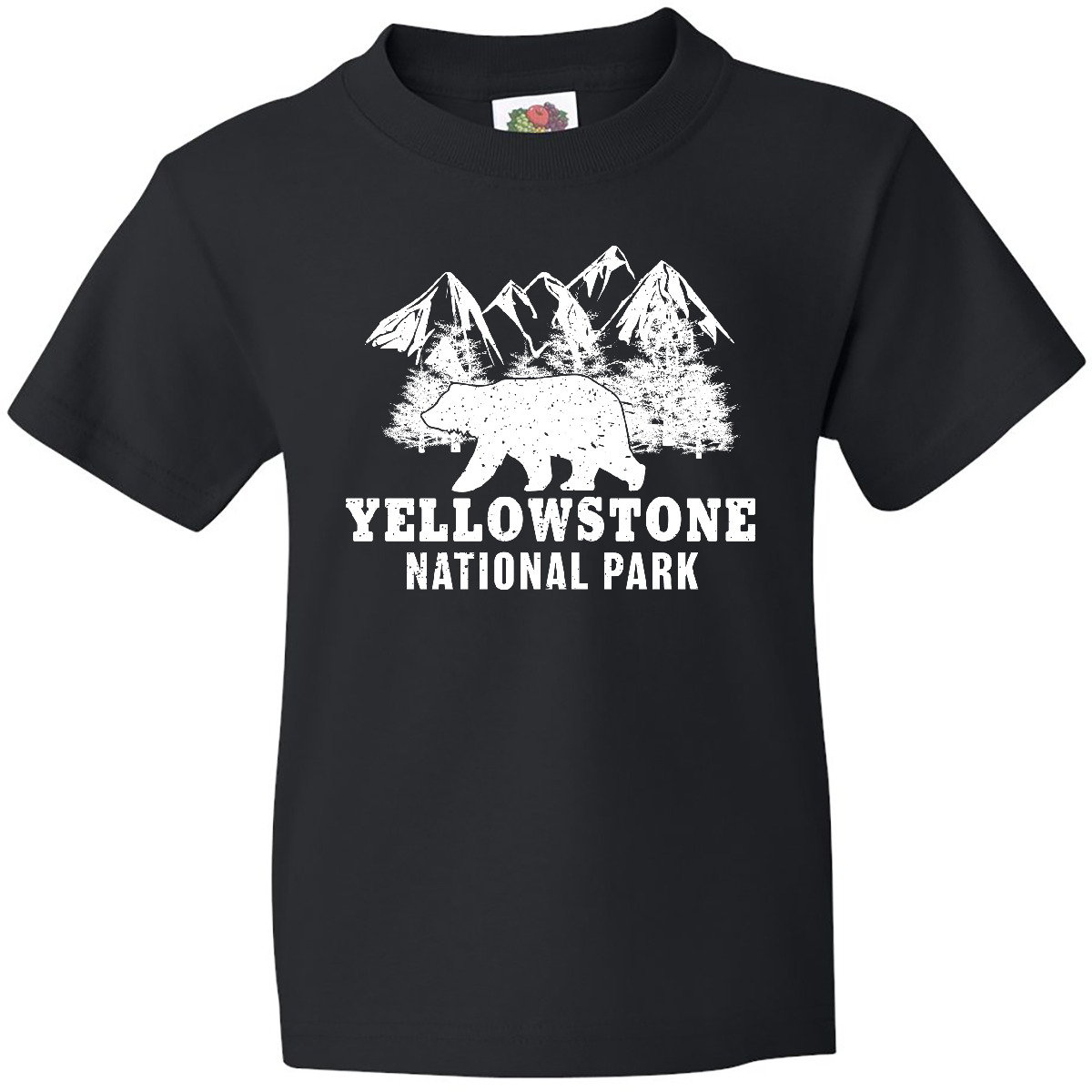 Inktastic Yellowstone National Park With Bear Mountains And Trees Youth T-Shirt - Picture 3 of 10