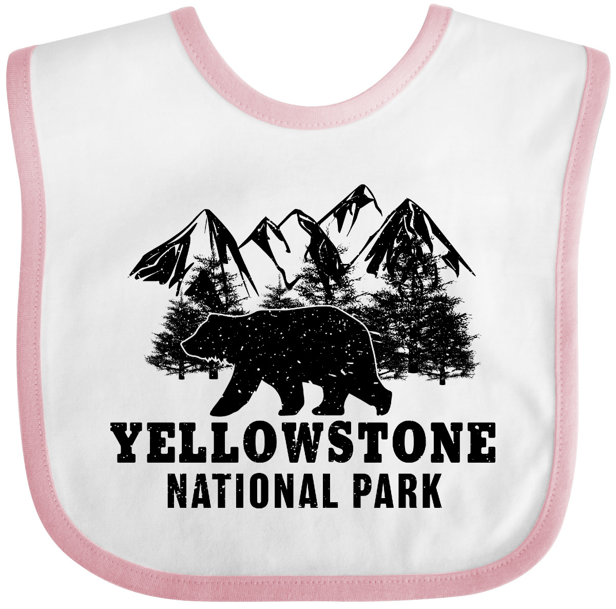 Inktastic Yellowstone National Park With Bear Mountains And Trees Baby Bib Gift - Picture 7 of 8