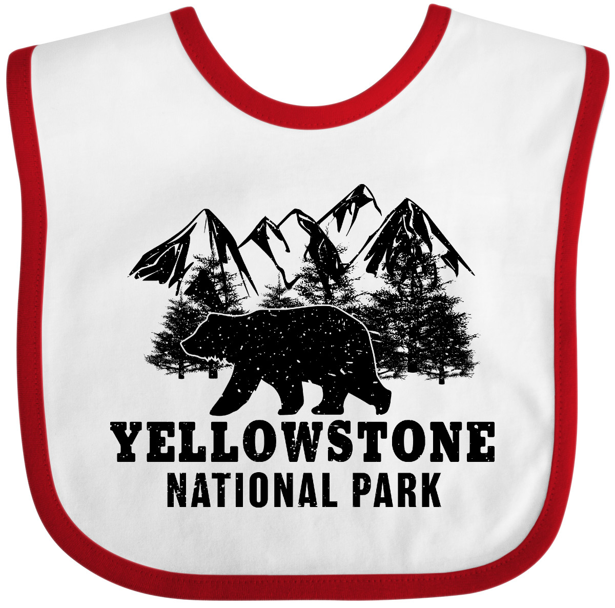Inktastic Yellowstone National Park With Bear Mountains And Trees Baby Bib Gift - Picture 8 of 8
