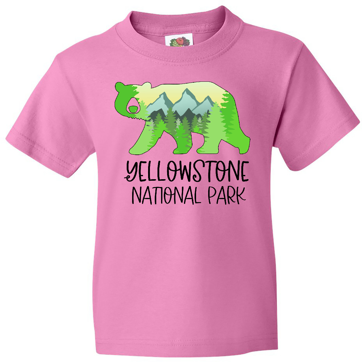Inktastic Yellowstone National Park- Mountains And Bear Shape Youth T-Shirt Home - Picture 2 of 8