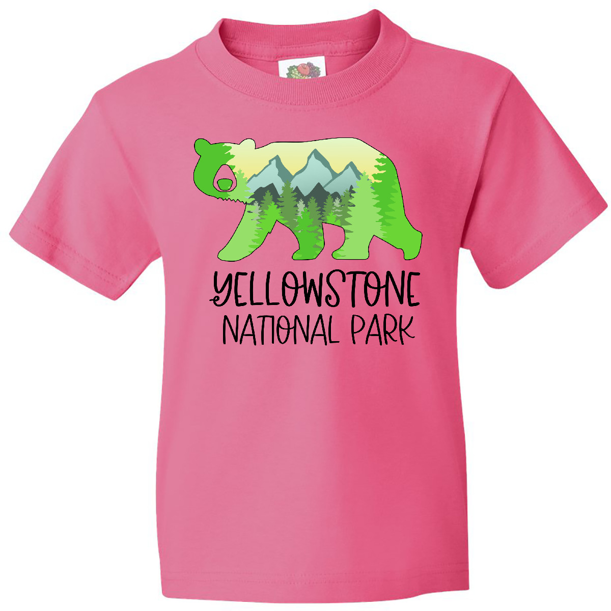 Inktastic Yellowstone National Park- Mountains And Bear Shape Youth T-Shirt Home - Picture 5 of 8